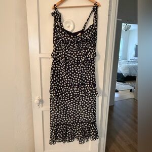 Black & White Polka Dot Tiered Sundress - Sleeveless